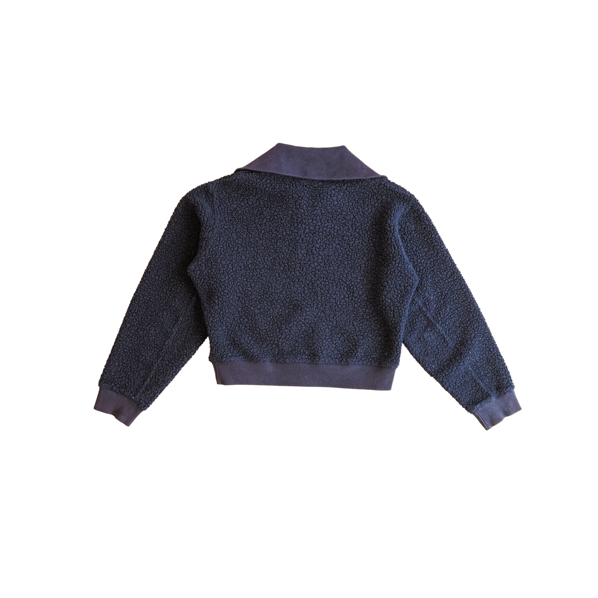 navy sherpa half-zip pullover