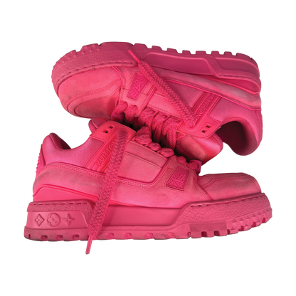 louis vuitton lv trainer pink suede sneakers