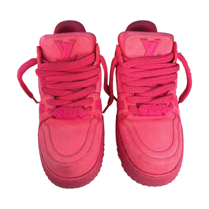 louis vuitton lv trainer pink suede sneakers