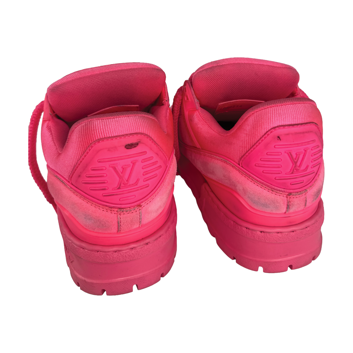louis vuitton lv trainer pink suede sneakers