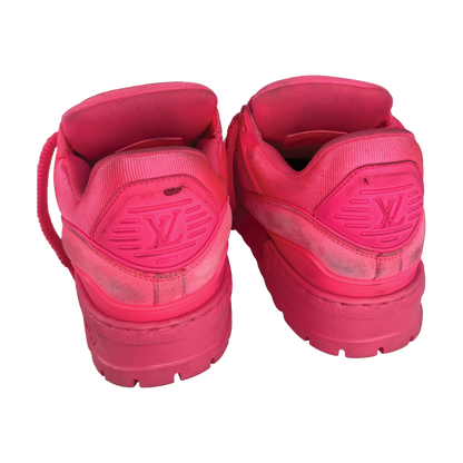 louis vuitton lv trainer pink suede sneakers