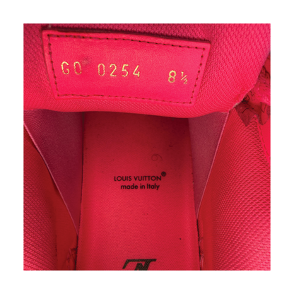 louis vuitton lv trainer pink suede sneakers