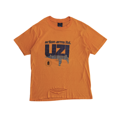 distressed action arms uzi t shirt