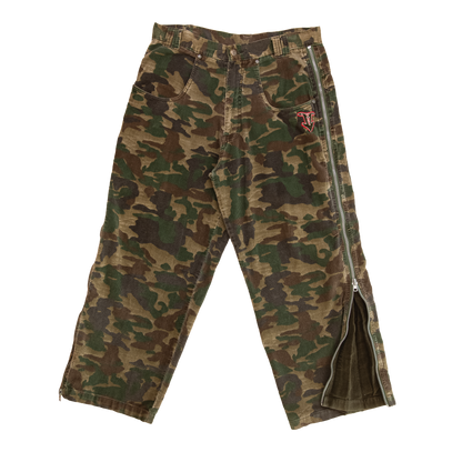 y2k full zip camo corduroy pants