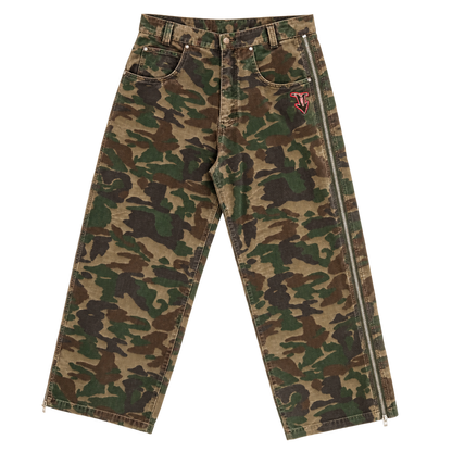 y2k full zip camo corduroy pants
