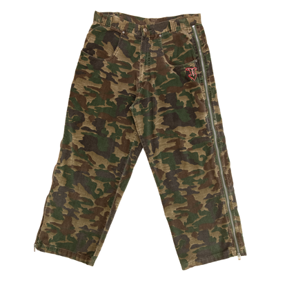 y2k full zip camo corduroy pants