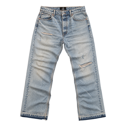 distressed light wash jeans