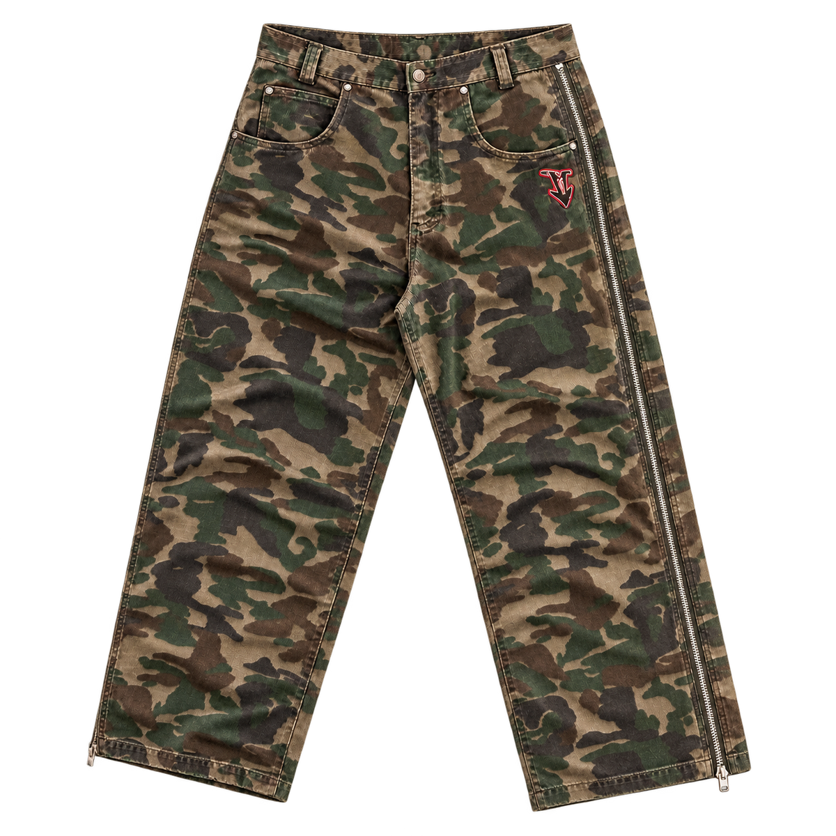 y2k full zip camo corduroy pants