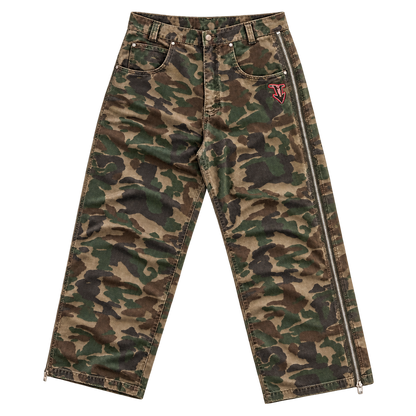 y2k full zip camo corduroy pants