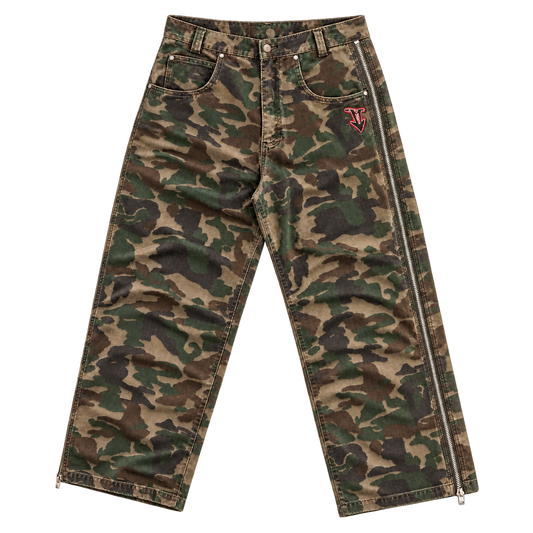 y2k full zip camo corduroy pants
