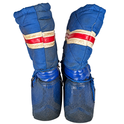 vintage blue quilted snow boots