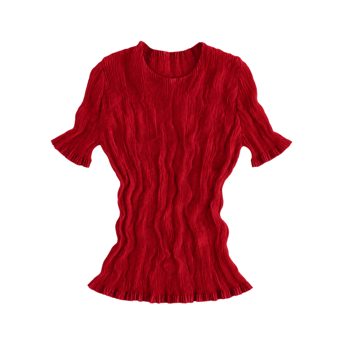red pleated top