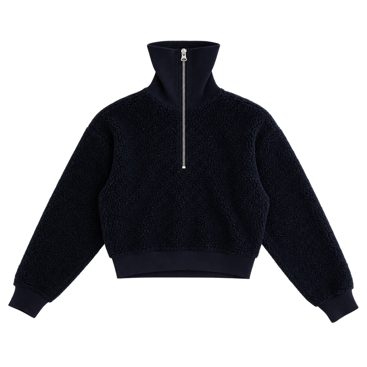 navy sherpa half-zip pullover