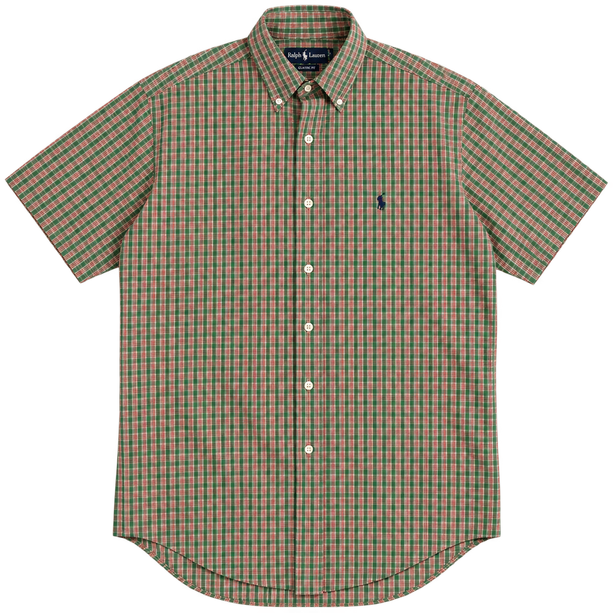 rl plaid short sleeve button-up