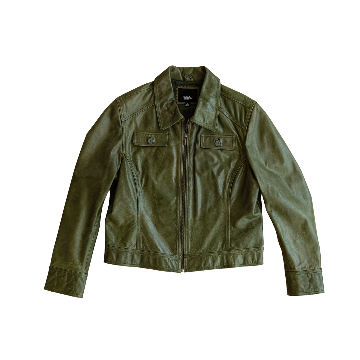 vintage mossimo olive leather jacket