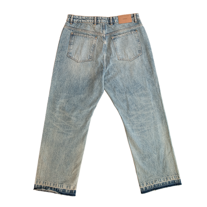 distressed light wash jeans