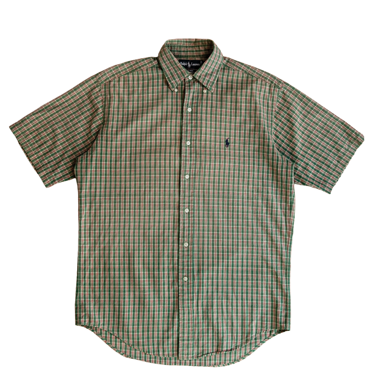 rl plaid short sleeve button-up