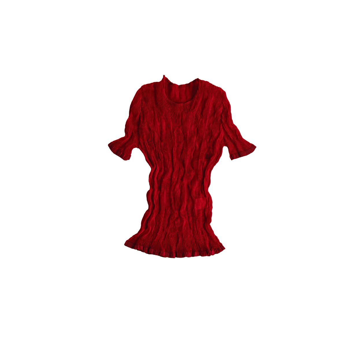 red pleated top