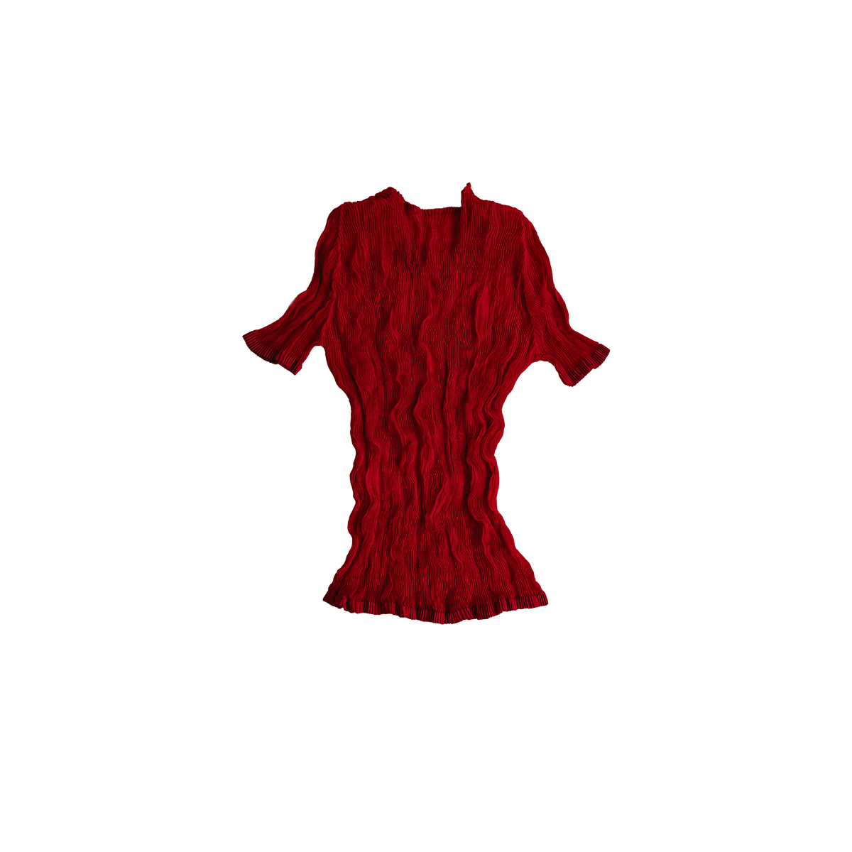 red pleated top