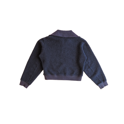 navy sherpa half-zip pullover