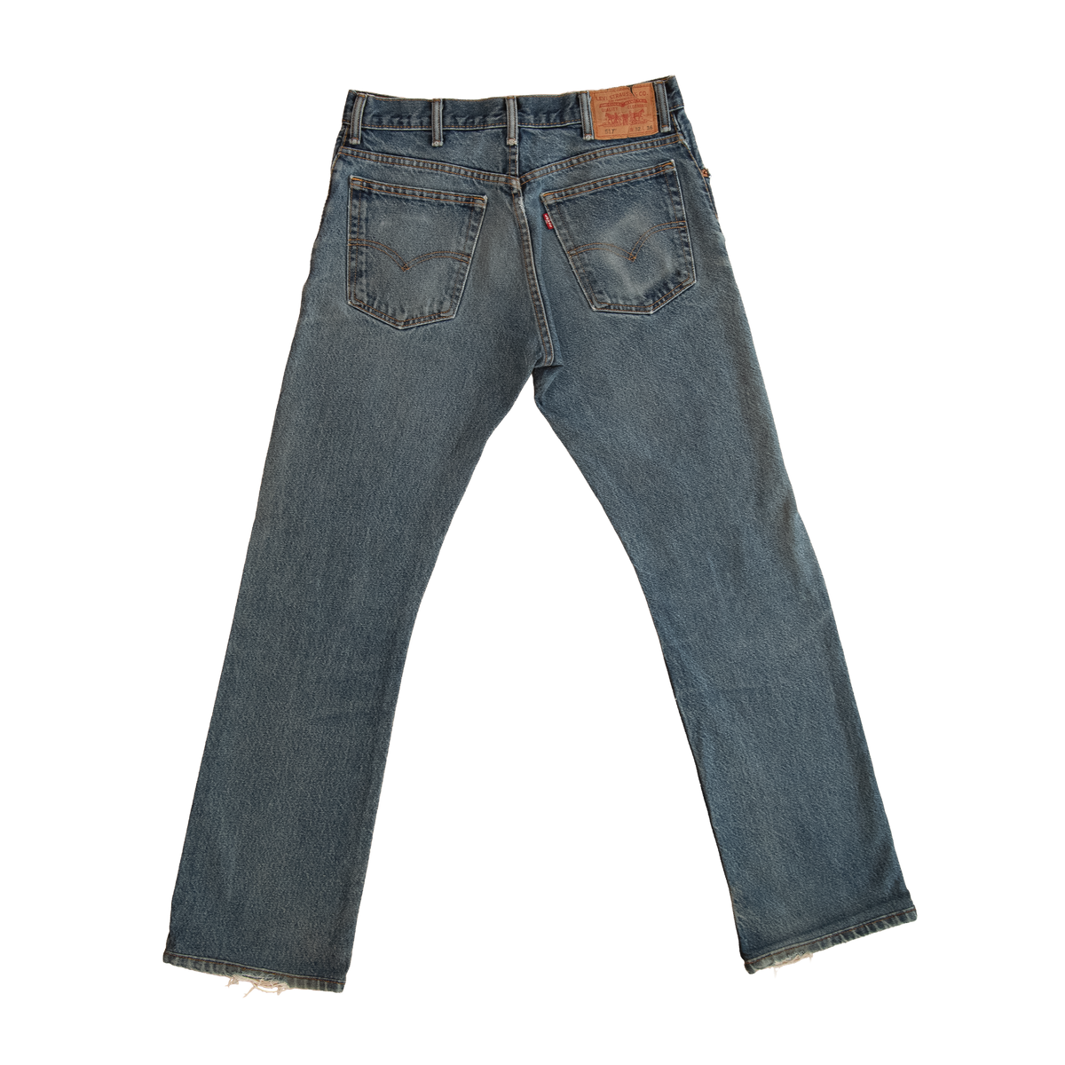 patched distressed bootcut denim
