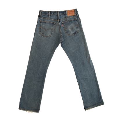 patched distressed bootcut denim